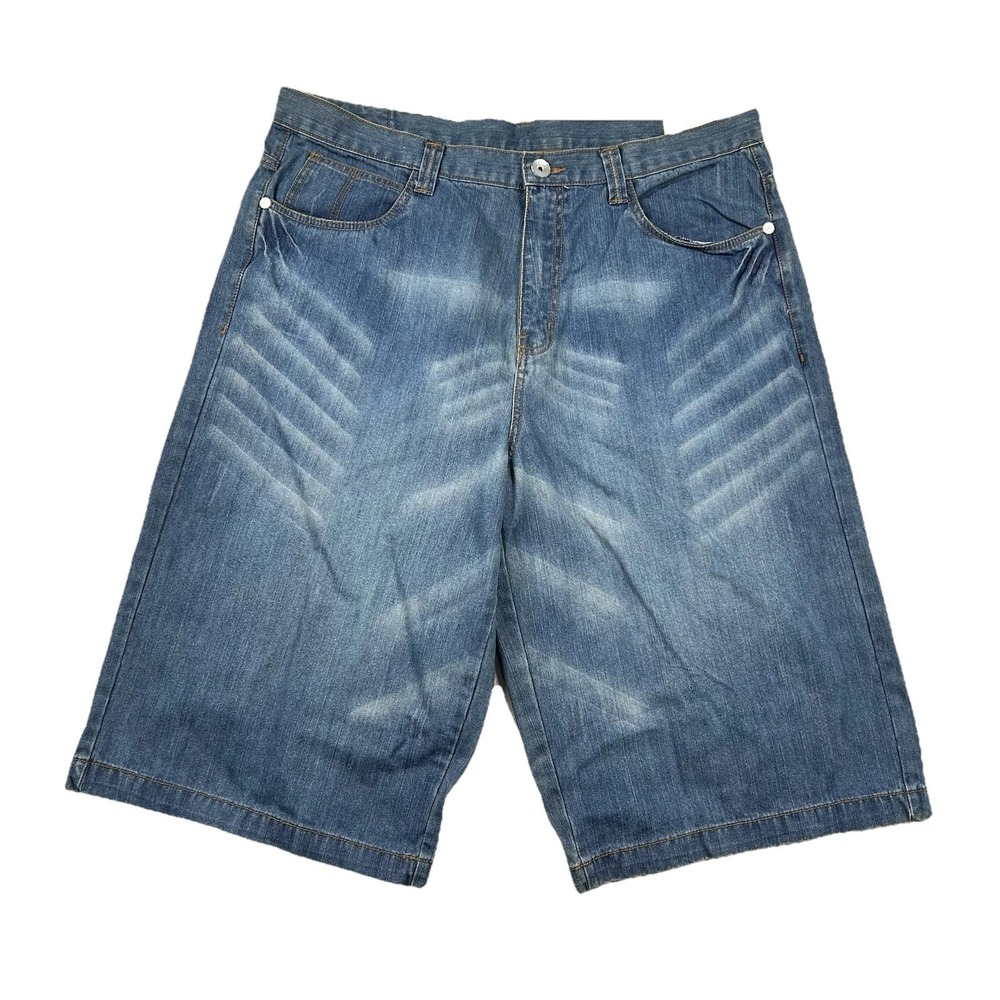 Miskeen Shorts Mens 40 Denim Jorts Baggy Hip Hop Skater Studded Long 16" Inseam